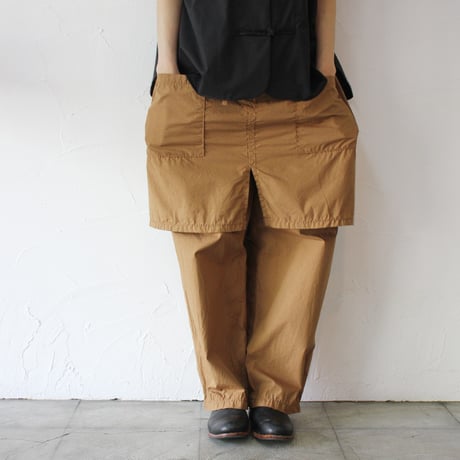 homspun ホームスパン　コットンミニチェックスカート付きパンツ　#オレンジ