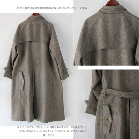 ASEEDONCLOUD　アシードンクラウド　Earth Herrinbone Father's Coat #BEIGE , DARK GREEN　【送料無料】