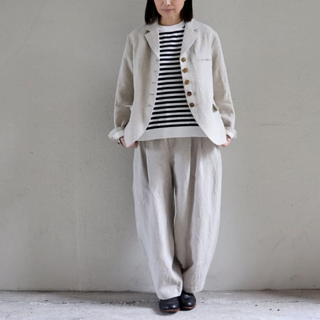 **再入荷** atelier naruse アトリエナルセ　リネンテーラードジャケット　linen tailored jacket　#ベイジュ、チャコール