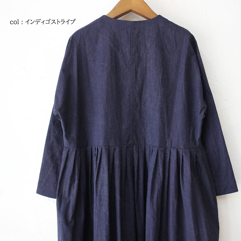 MAGALI (マガリ)インディゴコットンリネン・フリルワンピース MAGALI インディゴコットンリネン・フリルワンピース - Maiden Voyage