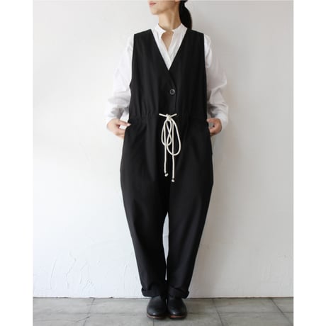 **再入荷** atelier naruse アトリエナルセ　ヴィンテージ馬布コットンオーバーオール　#キナリ、ベイジュ、ブラック
