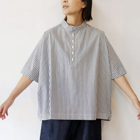 **またまたまた再入荷** LinenYa リネンヤ　近江タンブラーヘンリーネックブラウス　#ブラック、ネイビー、ベージュ、レッド