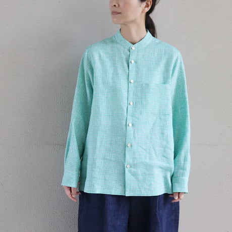 atelier naruse アトリエナルセ　リネンミニギンガムチェックブラウス　linen mini gingham check blouse