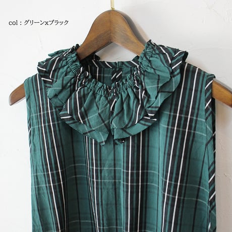 homspun ホームスパン　C/Lタータン付け襟　#オフｘネイビー、グリーンｘブラック