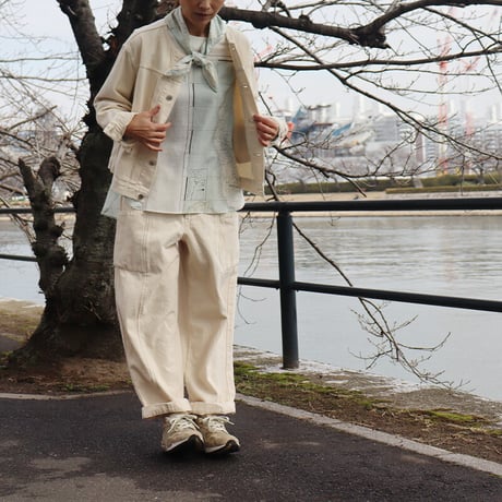 **再入荷** sasanqua by trees サザンカバイツリーズ　10ozカツラギデニムハイドシームトラウザー　#アイボリー、インディゴ　【送料無料】