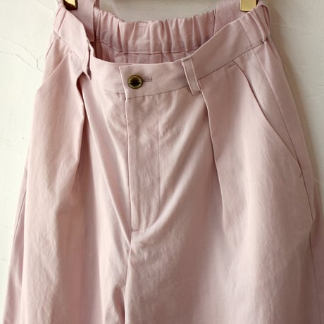 atelier naruse アトリエナルセ　コットンツイルタックパンツ　cotton twill tuck pants　#ピンク、チャコール