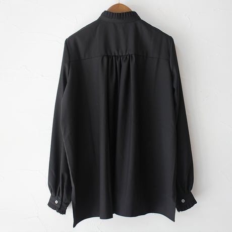 **再入荷** amne アンヌ　GABARDINE frilled blouse　ギャバジンフリルブラウス　#ブラック