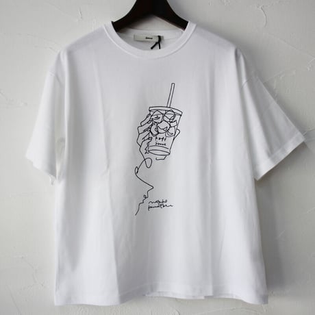 **再入荷** amne アンヌ　”kafe”　カフェ柄半袖Tシャツ　#ホワイト、ブラック