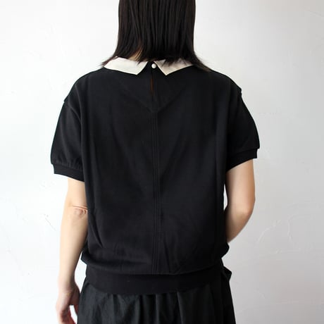 MAGALI マガリ　ループバックコットンオーガンジー襟カットソー　#アイボリー、ブラック