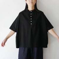 **またまたまた再入荷** Linenya リネンヤ　オーガニックコットンヘンリーネックブラウス　#ブラック　【送料無料】
