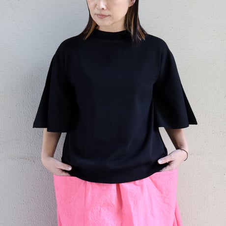 **またまた再々入荷** Linenya リネンヤ as it is.　コットンフレアースリーブニット　#ネイビー、ブラック、ライトブルー