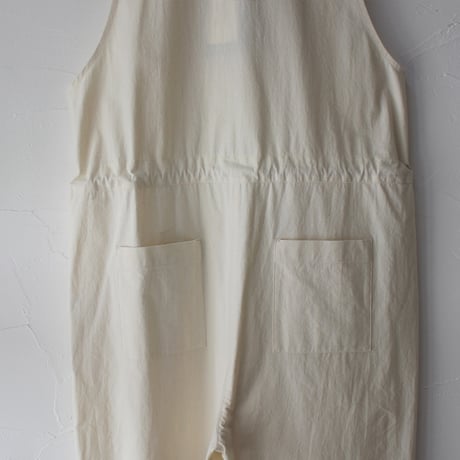**再入荷** atelier naruse アトリエナルセ　ヴィンテージ馬布コットンオーバーオール　#キナリ、ベイジュ、ブラック