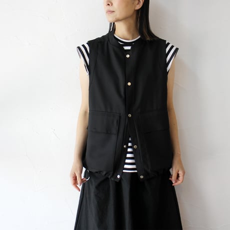 amne アンヌ　GABARDINE useful vest　#ブラック、ベージュ 【送料無料】