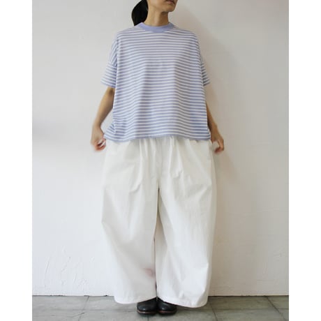 TRAVAIL MANUEL トラバイユマニュアル　ミディボーダースリットTシャツ　#ネイビー、サックス、イエロー