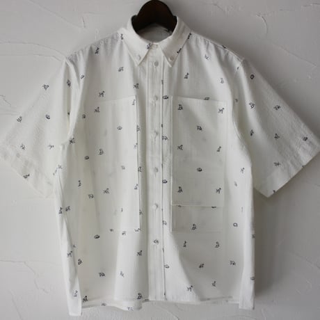 ASEEDONCLOUD アシードンクラウド companion dog print shokuonshitsu workshirts #off white