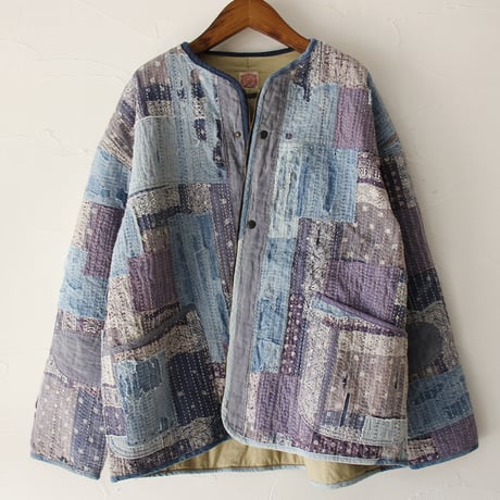 **SuKiMa別注** FUNSET OF ART ファンセットオブアート COFバンダナBORO刺し子ライナーブルゾン　#ブルー、ブラック