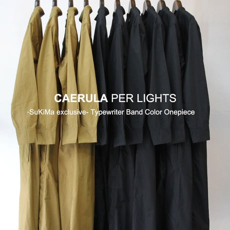 **S u K i M a -スキマ- 別注** CAERULA PER LIGHTS カエルラ パー ライツ  コーマタイプライターバンドカラーワンピース　#キャメル、ブラック