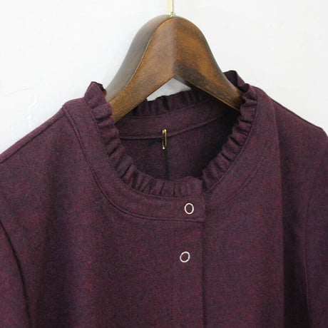 **再入荷** Linenya リネンヤ　ドットボタンフリルカーデ　#ネイビー、エンジ　【送料無料】