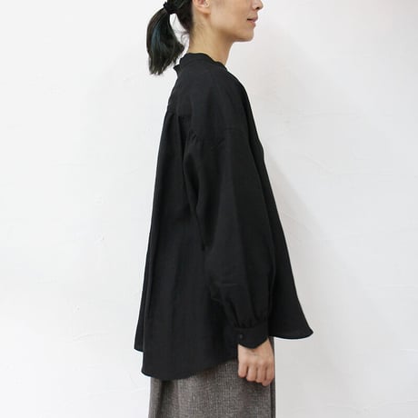 **再入荷** Linenya リネンヤ　リネンバンドカラーシャツ　#ホワイト、アイボリー、グレー、ブラック