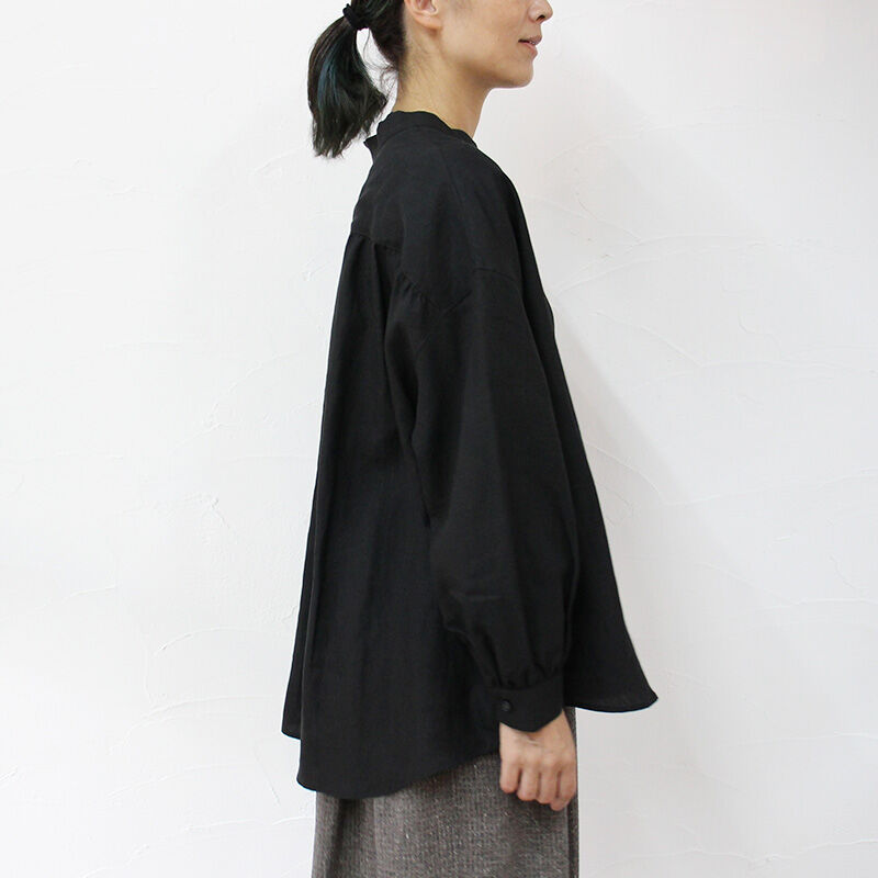 再入荷** Linenya リネンヤ リネンバンドカラーシャツ #ホワイト