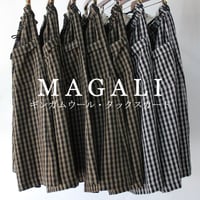 MAGALI マガリ ギンガムウール・タックスカート　#グレーｘブラック、ベージュｘブラック
