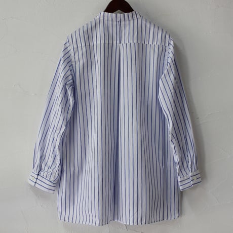 Tigre Brocante ティグルブロカンテ グログランストライプスタンドカラーオーバーシャツ　#ブルーストライプ 【送料無料】