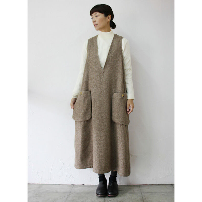 SUSURI ススリ アイデリックワンピース #off , light brown