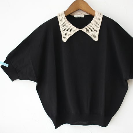 atelier naruse アトリエナルセ　cotton crochet collar knit　コットン クロシェカラー 半袖ニット