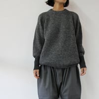 **再入荷** homspun ホームスパン　アルパカウールクルーネックプルオーバー　♯グレーｘチャコールグレー、ホワイトｘアイボリー　【送料無料】