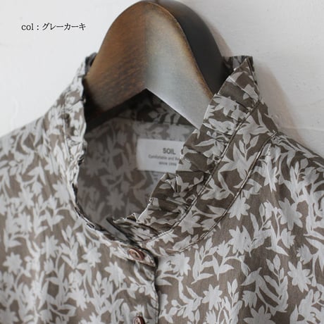 soil ソイル　80s VOILE TWO TONE FLOWER PRINT FRILL COLLAR FRENCH/SL SHIRT 【送料無料】