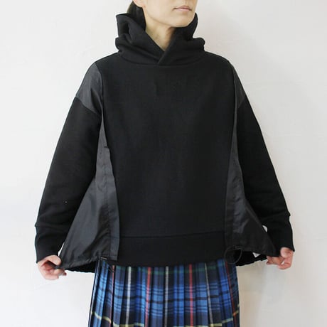 maomade マオメイド　スタンダード裏毛起毛ｘタフタフーディドロストプルオーバー　#ブラック