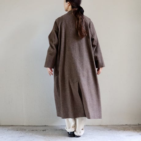 atelier naruse アトリエナルセ　wool linen tweed stand collar coat　ウールリネンツイードスタンドカラーコート