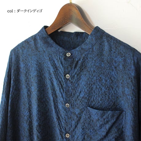 **またまた再入荷** Linenya リネンヤ　HOKKOH LIBERTY バンドカラー半袖シャツ　#インディゴ、ダークインディゴ　【送料無料】