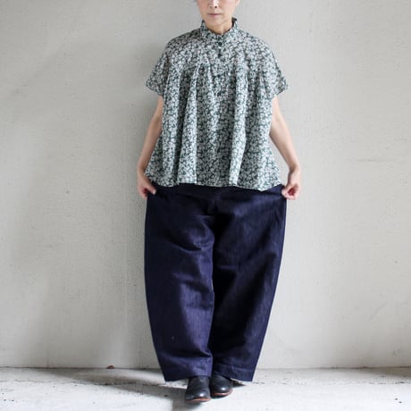 soil ソイル　80s VOILE TWO TONE FLOWER PRINT FRILL COLLAR FRENCH/SL SHIRT 【送料無料】