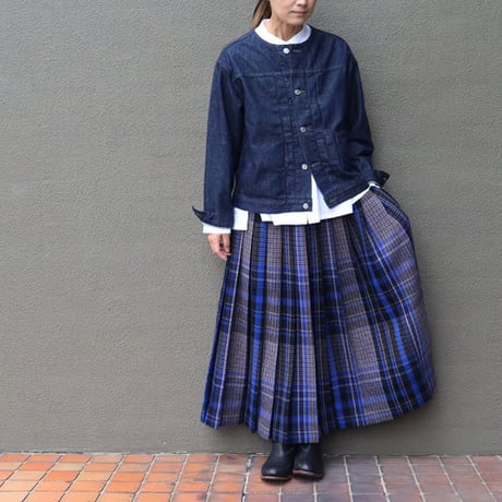**再入荷** atelier naruse アトリエナルセ cotton denim no collar jacket コットンデニム ノーカラージャケット #インディゴ、生成り