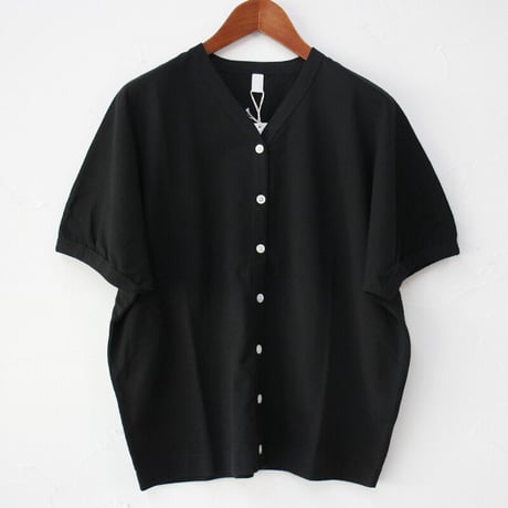 homspun ホームスパン　60/2天竺Vネックカーデ　#ネイビー、ブラック、モカ、ブルー
