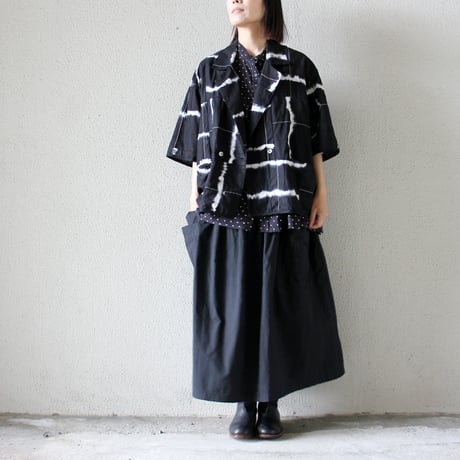 ARTE POVERA アルテポーヴェラ　スーピマローンしぼり染めシャツジャケット　#ブラックMIX