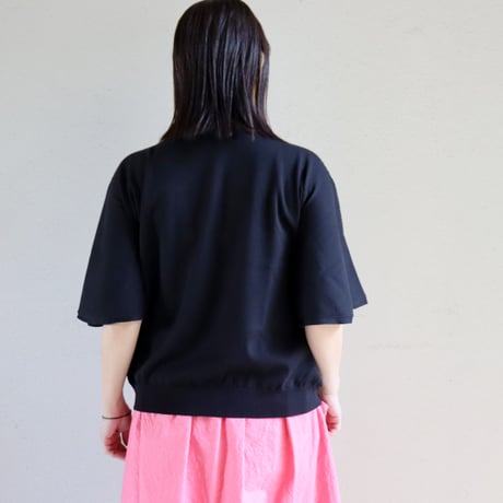 **またまた再々入荷** Linenya リネンヤ as it is.　コットンフレアースリーブニット　#ネイビー、ブラック、ライトブルー