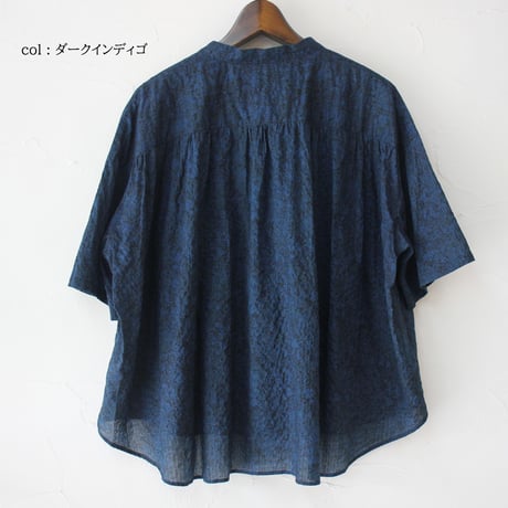 **またまた再入荷** Linenya リネンヤ　HOKKOH LIBERTY バンドカラー半袖シャツ　#インディゴ、ダークインディゴ　【送料無料】