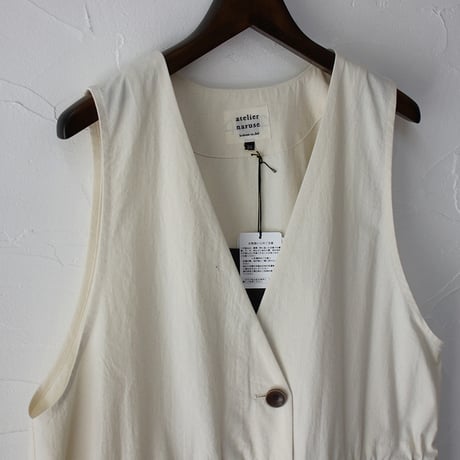 **再入荷** atelier naruse アトリエナルセ　ヴィンテージ馬布コットンオーバーオール　#キナリ、ベイジュ、ブラック