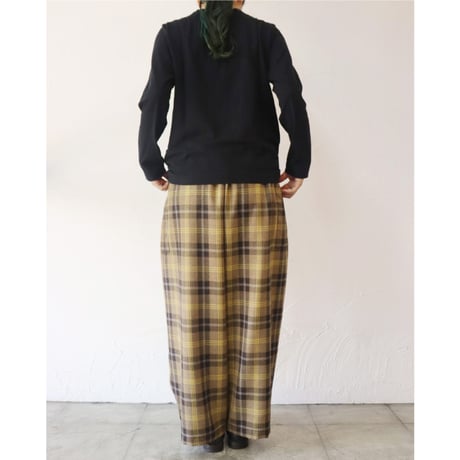 **またまた再入荷** homspun ホームスパン　ウールタータンギャザーパンツ　#ベージュｘサックス、チャコールグレーｘレッド