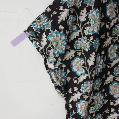 ARTE POVERA アルテポーヴェラ　インド草木染ハンドプリントステンドフレンチシャツ　#ダークブラウン