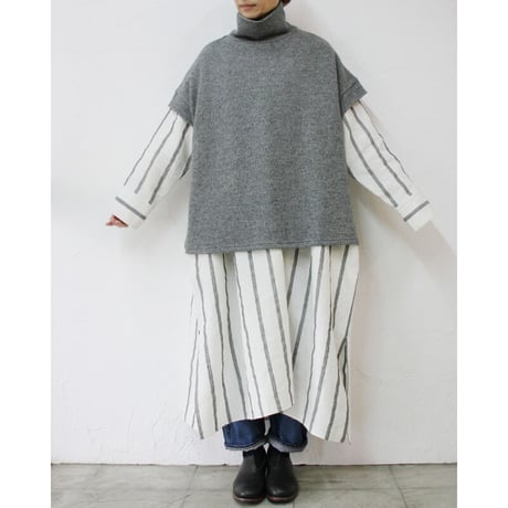 **TOPネイビーのみ再入荷** LinenYa リネンヤ　ハイネックニットベスト　#TOPネイビー、ネイビー、ブラウン　【送料無料】