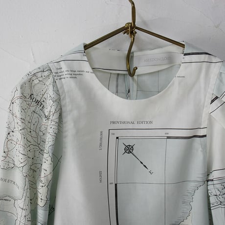 ASEEDONCLOUD アシードンクラウド　Hiraeth map print Zephyros scarf tunic #Pale blue 【送料無料】