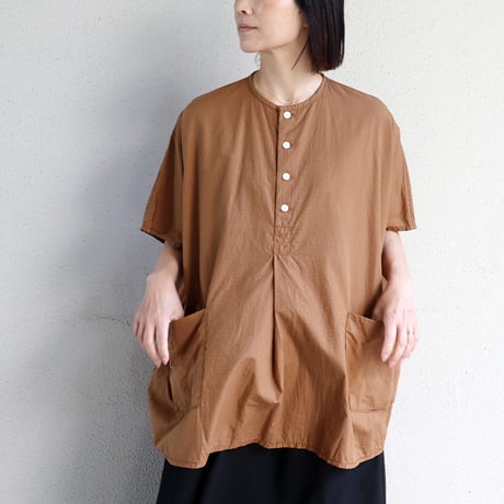 homspun ホームスパン　コットンミニチェックBIGブラウス　#オレンジ