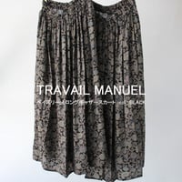 TRAVAIL MANUEL トラバイユマニュアル　ペイズリーロングギャザースカート #ブラック　【送料無料】