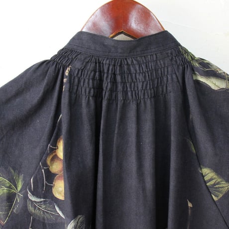 ASEEDONCLOUD アシードンクラウド　Mitsuyakusou botanical print Prayer smock dress　#Black　【送料無料】