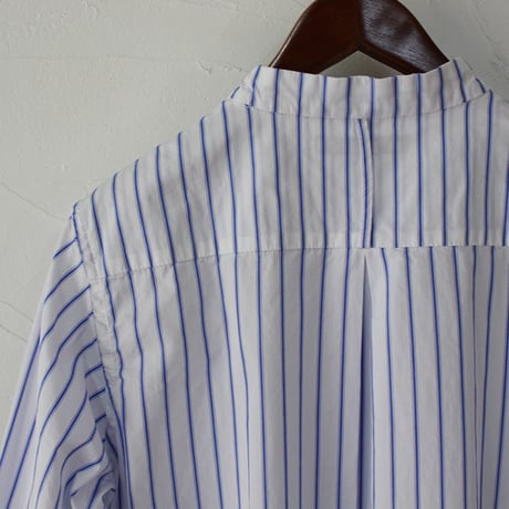 Tigre Brocante ティグルブロカンテ グログランストライプスタンドカラーオーバーシャツ　#ブルーストライプ 【送料無料】