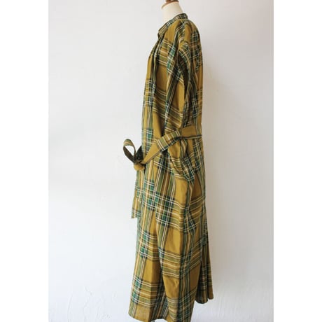 ASEEDONCLOUD アシードンクラウド　jiyusou check cloth smock dress  #キャメル