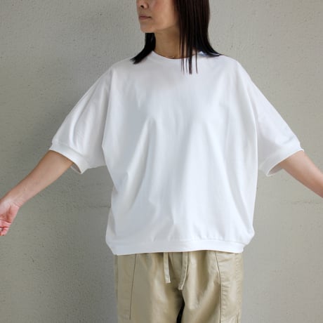 TRAVAIL MANUEL トラバイユマニュアル　ミディ天竺カービープルオーバー　#ホワイト、ブラック、ブルー　【送料無料】